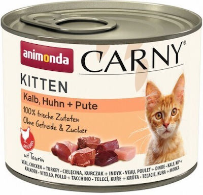 Animonda Carny Kitten Wet Food for Kittens In Can with Beef / Chicken Πατέ 1pc 200gr