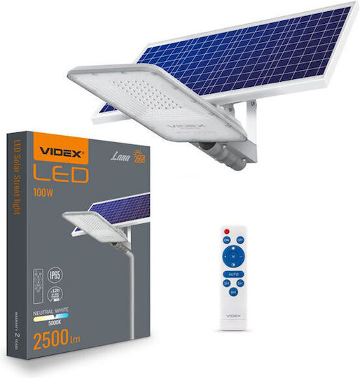 Videx Lampă Solară Stradală 100W Alb Rece 5000K cu Fotocelulă și Telecomandă IP65