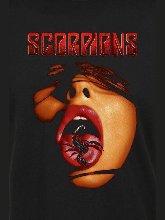 Merchcode Tongue T-shirt Scorpions Μαύρο Βαμβακερό