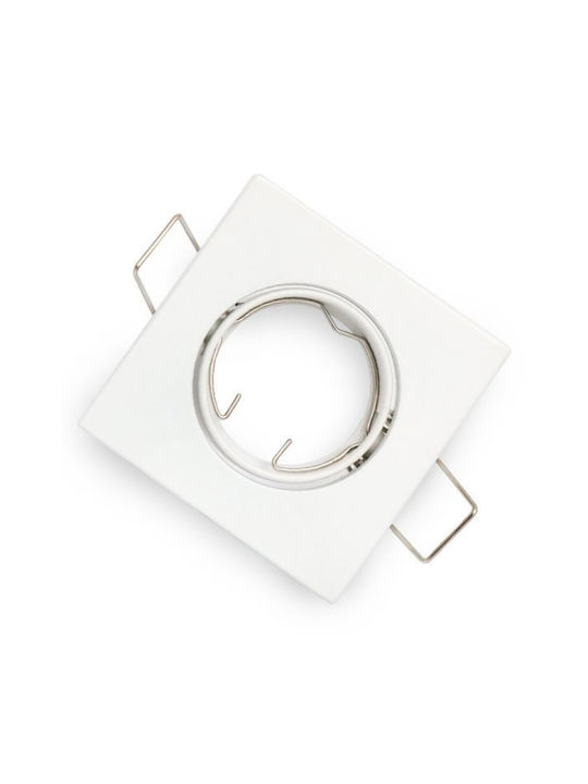 Optonica Square Metallic Recessed Spot with Socket GU5.3 White 8.3x8.3cm.