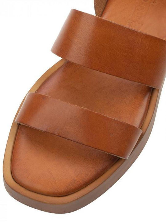 Δερμάτινα Γυναικεία Σανδάλια Flatforms Ταμπά