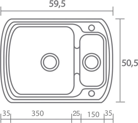 Sanitec Classic 314 Ένθετος Αριστερός από Συνθετικό Γρανίτη Μ60xΠ51cm
