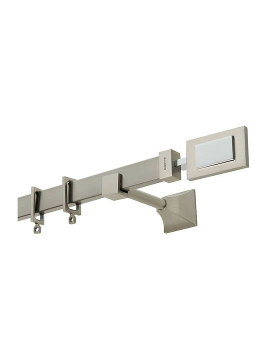 Zogometal Μεταλλικό Κουρτινόξυλο Flat Collection Διπλό με Σιδηρόδρομο Φ30mm 160εκ. Ασημί
