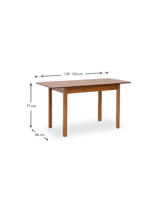 Bergen Tisch Speisesaal Ausziehbar aus Massivholz Walnuss 120(+30)x68x77cm