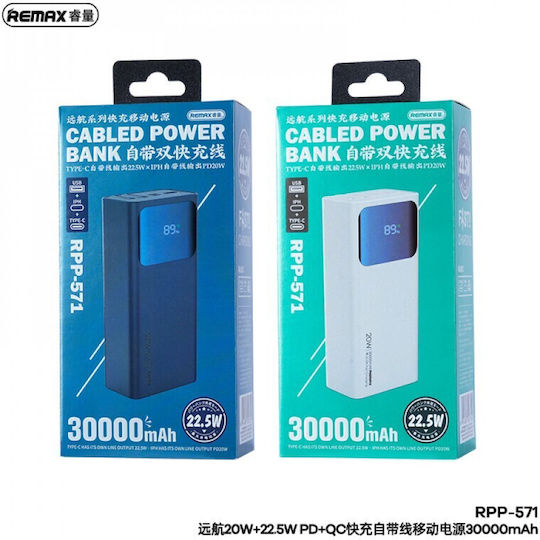Remax RPP-571 Power Bank 30000mAh with USB-A Output Port Blue