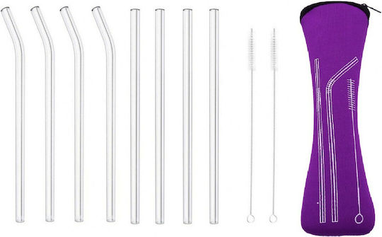 Straws Glass with Brush 8pcs