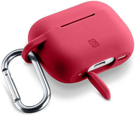 Cellular Line Bounce Hülle Silikon mit Haken in Rot Farbe für Apple AirPods Pro