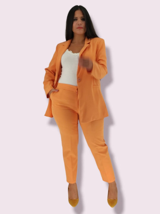 Women's Fabric Trousers Straight Line Pink