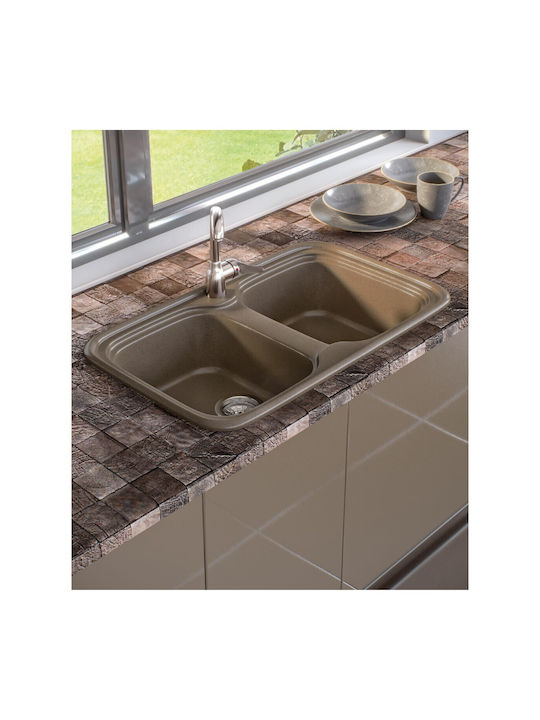 Sanitec Classic Drop-In Sink Synthetic Granite W82xD50cm Granite Blue