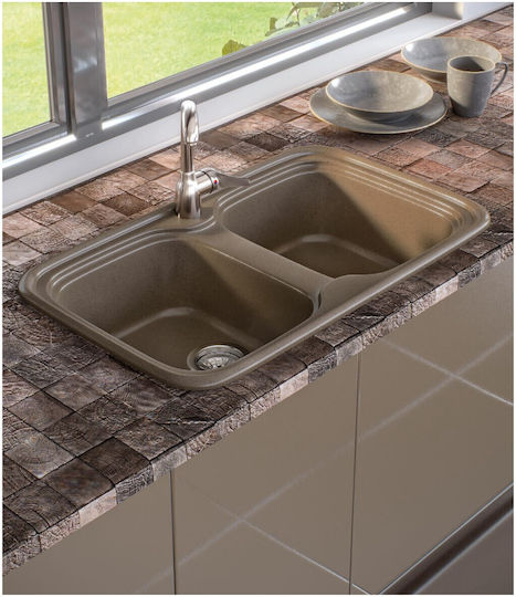 Sanitec Classic Drop-In Chiuvetă din Granit Sintetic L82xW50cm cremă metalică