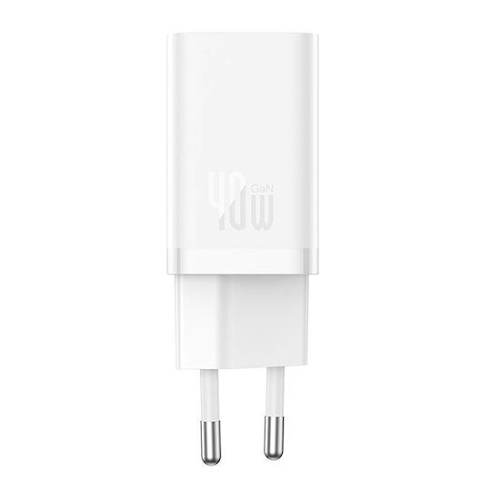 Baseus Charger Without Cable GaN with 2 USB-C Ports 40W Whites (Gan5)