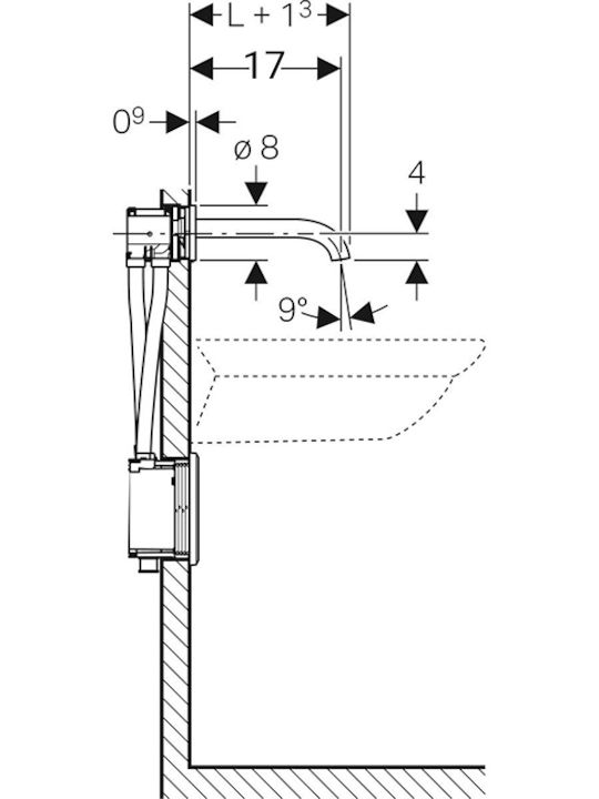 Geberit Mixing Sink Faucet with Photocell Sensor Silver