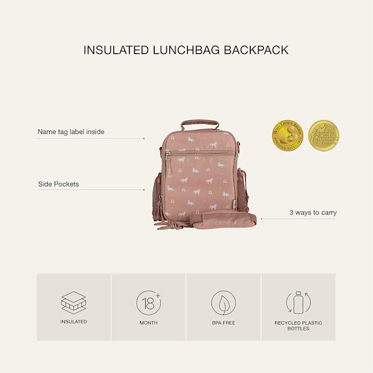 Citron Lunchbag Backpack School Insulated Backpack Lunch Bag 0.5lt Pink 22 x 9 x 26.5cm