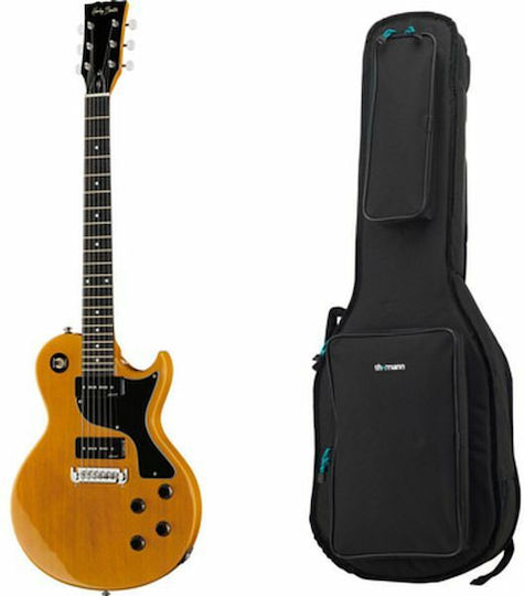 Harley Benton Set Chitară Electrică Tăietură unică cu 2xP90 Configurație Doze TV Yellow Satin cu Husă