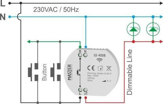 Master Electric Ασύρματο Dimmer Wi-Fi 300W 230V SD-400B