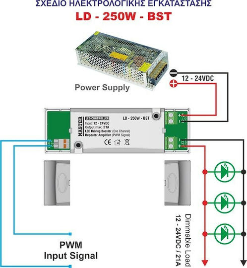 Master Electric Signal Amplifier 1CH 12-24VDC LD-250W-BST