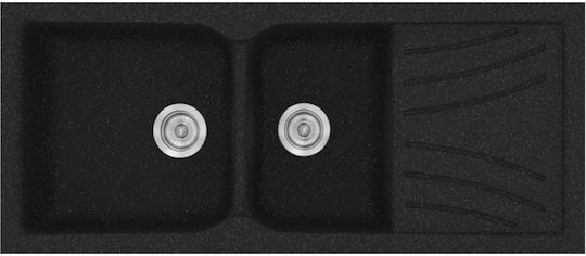 Sanitec Classic Undermount Sink Left Synthetic Granite W115xD50cm Granite Black