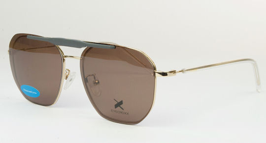 Eyecroxx Eyeglass Frame with Clip On Gold EC654MD C1