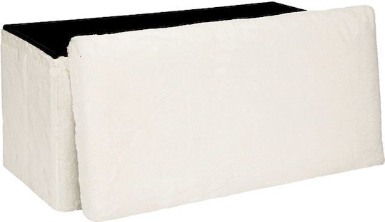 Taburet cu Spațiu de Depozitare Tapițat cu Țesătură Bouclé Ezzio Alb 76x38x38 cm