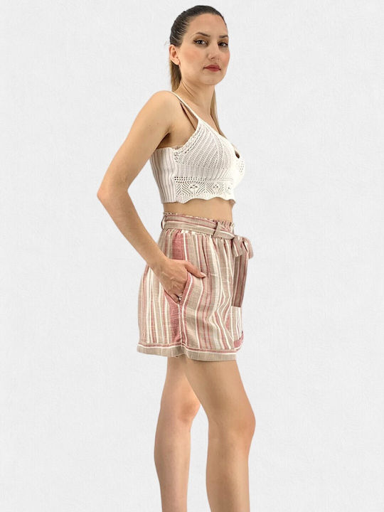 Sushi's Closet Women's Linen High-waisted Shorts Beige