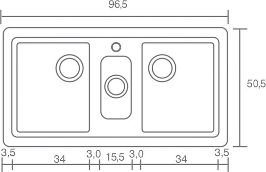 Sanitec Classic Drop-In Sink Synthetic Granite W97xD51cm granite beige