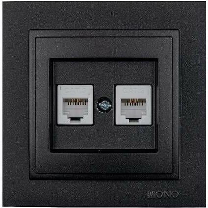 Mono Electric Complete Double Telephone Socket Black 505-002036131