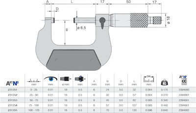 Vogel Micrometer 50mm