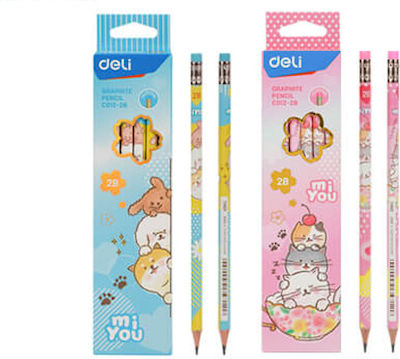 Deli Pencil 2B Set with Eraser 12pcs