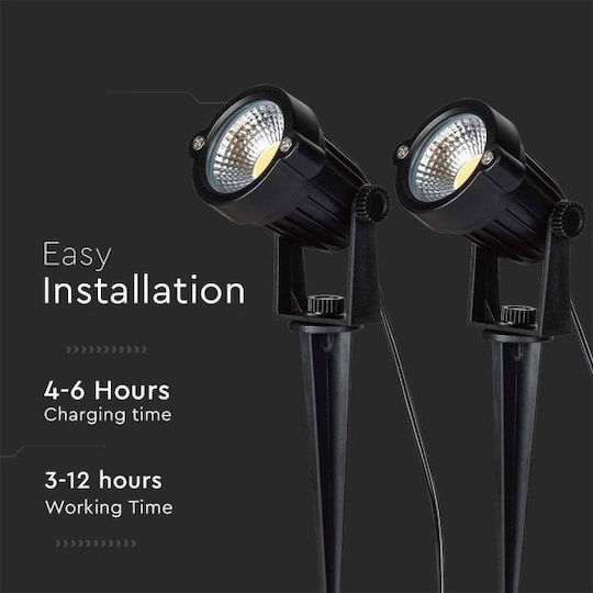 V-TAC Καρφωτό Ηλιακό Φωτιστικό 5W 90lm με Θερμό Λευκό Φως 3000K IP65