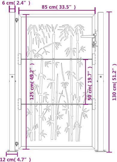 vidaXL Metal Fence Gate in Gray Color 1.3x1.05m
