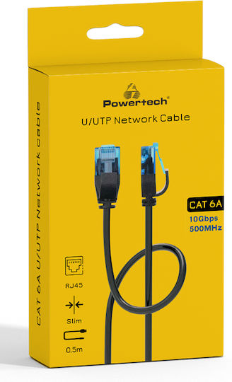 Powertech U/UTP Cat.6a Ethernet Network Cable 0.5m Black 0pcs