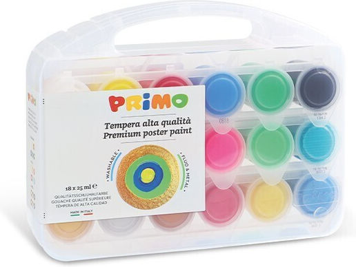 Primo Tempera Paints Multicolour in Jar 25ml 18pcs