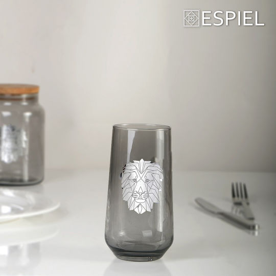 Espiel Jungle Lion Ποτήρι Νερού από Γυαλί Ασημί 470ml