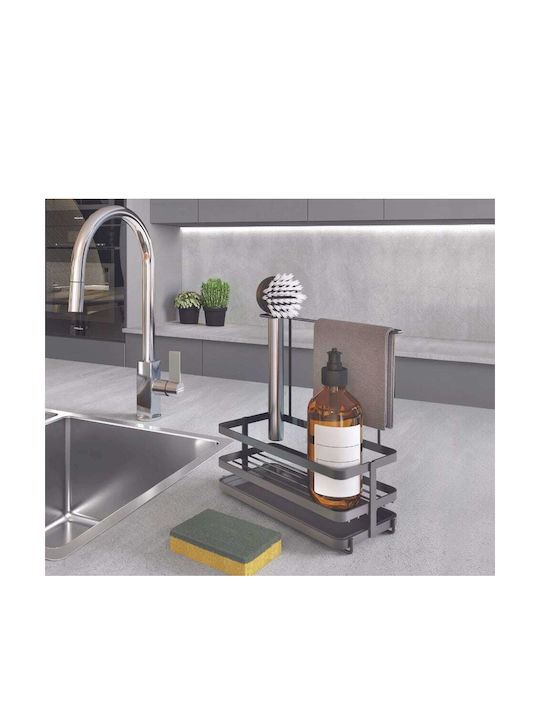Metaltex Metallischer Organizer für die Küchenspüle Schwarz 23x11x24cm