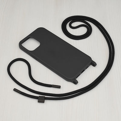 Techsuit Crossbody Lanyard Back Cover Σιλικόνης με Λουράκι Μαύρο (iPhone 12 Pro Max)