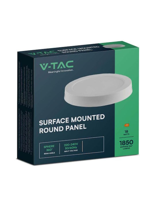 V-TAC Στρογγυλό Εξωτερικό LED Panel 18W με Φυσικό Λευκό Φως 4000K 21.56εκ.