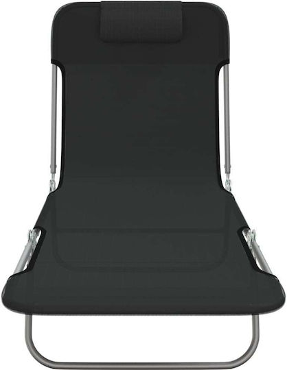 vidaXL Foldable Steel Beach Sunbeds Black 135x54.5x87cm 2pcs
