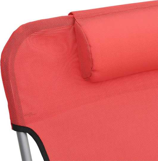 vidaXL Шезлонги За Плаж Червени Сгъваеми Стоманени 135x54.5x87см 2 Бройки
