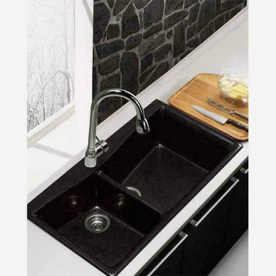 Sanitec Classic Drop-In Chiuvetă Dreapta din Granit Sintetic L93xW51cm albastru granit