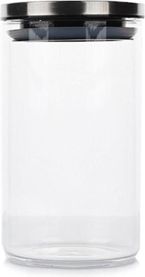 ArteLibre Set of 2 General Use Vases with Airtight Metallic Transparent Lid 1200ml 2 Pieces