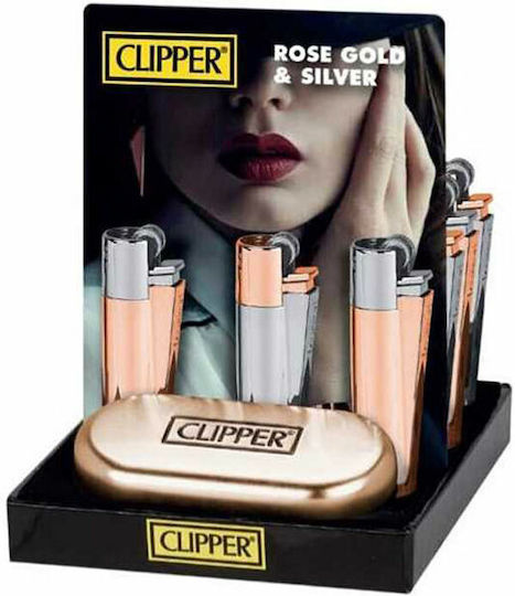 Clipper Αναπτήρας Φλόγας σε Ροζ Χρυσό χρώμα