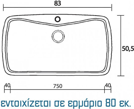 Sanitec Classic Ένθετος Νεροχύτης από Συνθετικό Γρανίτη Μ83xΠ51cm Metallic Ice