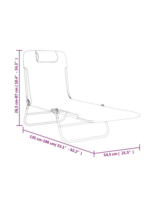 Șezlong Metal cu Țesătură Textilene Albastru 2 bucăți 135x54.5x87 cm
