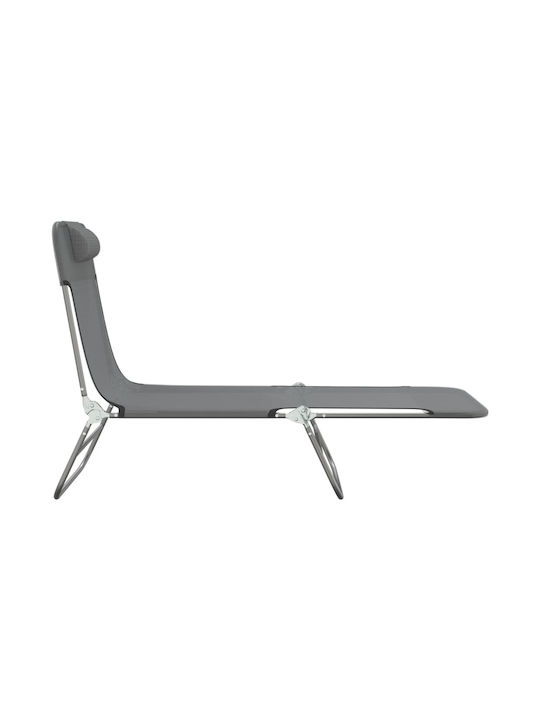 Liegestuhl Metallisch mit Textilene-Stoff Gray 2Stück 135x54.5x87cm.