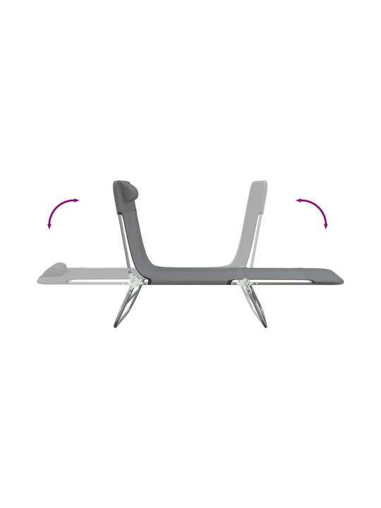Liegestuhl Metallisch mit Textilene-Stoff Gray 2Stück 135x54.5x87cm.