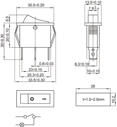 KAL Electronics Διακόπτης Rocker Πράσινο