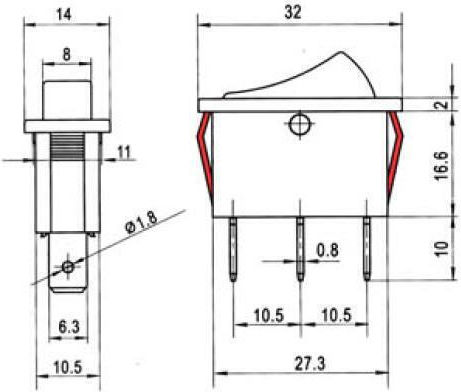 On-Off switch Rocker White 1pcs