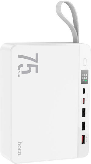 Hoco J94 Overlord Power Bank 75000mAh 22.5W with 3 USB-A Ports and USB-C Port White