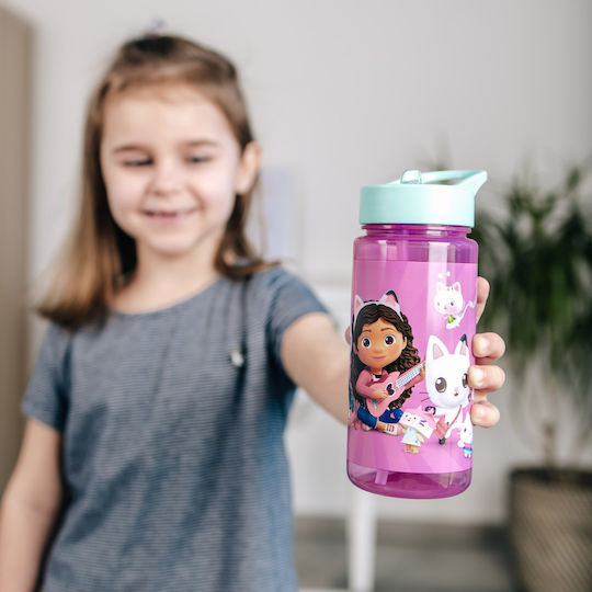 Scooli Sticlă Pentru Copii Din Plastic Cu Pai Violet 500ml