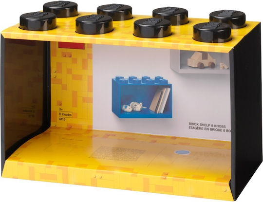 Kids Shelf Box Mural 8 Studs Floor Black 32x16x21cm